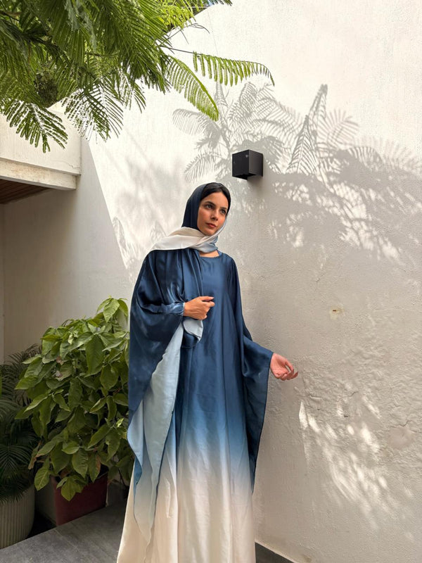 DOUBLE TONE ABAYA SET - SERENE BLUE
