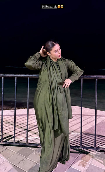 OLIVE SILK DRESS