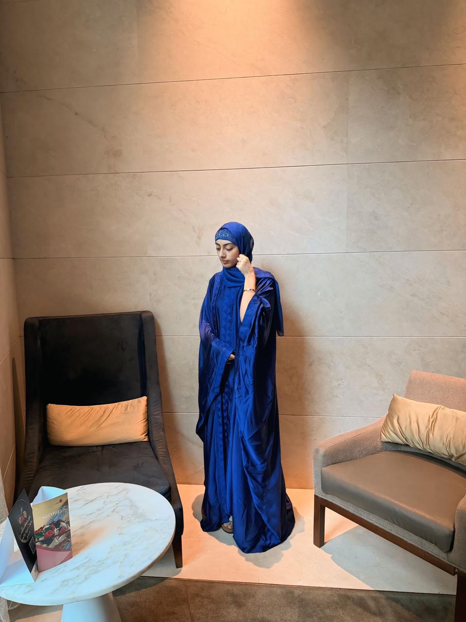 Ember Green Pure Silk Embroidered Abaya