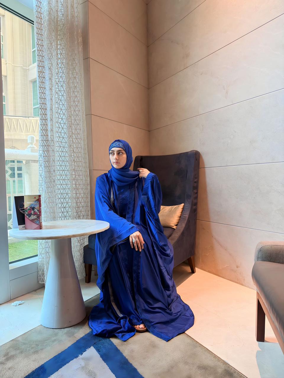 Ember Green Pure Silk Embroidered Abaya